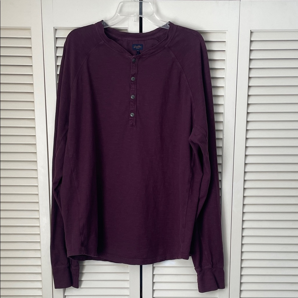 Good Man Brand Men's Dark Purple Long Sleeve Henley Sz XXL 100% cotton